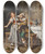 Triptych art skateboard deck of Eduardo Gelli An Impetuous Cavalier In A Wine Cellar by Eduardo Gelli (1852-1933)