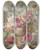 Triptych art skateboard deck of Pieter Van Loo Vaas Met Bloemen by Pieter Van Loo (1731-1784)