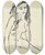 Triptych art skateboard deck of Ernst Ludwig Kirchner Mdchenakt Sitzend by Ernst Ludwig Kirchner (1880-1938)