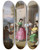 Triptych art skateboard deck of Manuel Cabral Aguado Bejarano Cheering At The Gates Of The Farm by Manuel Cabral Aguado Bejarano (1827-1891)