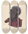 Triptych art skateboard deck of Chris Makrenos Cast Iron Toy Bank Jolly Nigger by Chris Makrenos (20-)