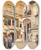 Triptych art skateboard deck of Franz Poledne Fleischmarkt In Vienna With Figural Staffage And A View Into Griechengasse by Franz Poledne (1873-1932)