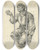 Triptych art skateboard deck of Johannes Josephus Aarts Een Om Aalmoezen Vragende Blinde Kreupele Bedelaar by Johannes Josephus Aarts (1871-1934)