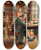 Triptych art skateboard deck of Ernest Meissonier The Bibliophile by Ernest Meissonier (1815-1891)