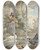Triptych art skateboard deck of Aert Schouman Turkey And Other Birds Near Classical Ruins In A Park by Aert Schouman (1710-1792)