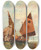 Triptych art skateboard deck of Leontine Von Littrow Boat With Sails Set And Moored In The Lagoon by Leontine Von Littrow (1860-1914)