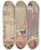 Triptych art skateboard deck of Katsukawa Shunch The Fourth Month Shigatsu by Katsukawa Shuncho (1783-1795)