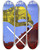 Triptych art skateboard deck of Lester Beall Cross Out Slums Usha by Lester Beall (1903-1969)