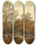 Triptych art skateboard deck of Theodor Von Hrmann A Sheep Pasture In Rekawinkel by Theodor Von Hormann (1840-1895)