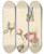Triptych art skateboard deck of Albertus Steenbergen Studieblad Met Drie Rozen En Een Iris by Albertus Steenbergen (1814-1900)
