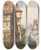 Triptych art skateboard deck of Thomas Shotter Boys Figures On A Bridge Over A Canal Braunschweig Germany by Thomas Shotter Boys (1803-1874)