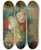 Triptych art skateboard deck of Jan Van Os Still Life Of Peonies A Cocks Comb And Morning Glories With A Pineapple Ear Of Corn Melons Grapes Plums And Raspberries by Jan Van Os (1744-1808)