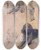 Triptych art skateboard deck of Santiago Rusiol Figure Studies And Study Of Dog by Santiago Rusinol (1861-1931)