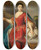Triptych art skateboard deck of German School Portrait Of A Noblewoman In An Ermine Cloak With A Dog by German School
