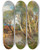 Triptych art skateboard deck of Hugo Darnaut Birches By A Mountain Creek by Hugo Darnaut (1850-1937)