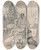 Triptych art skateboard deck of Jn Novk Pastoral Idyll by Jan Novak (1921-1944)