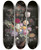 Triptych art skateboard deck of Otto Didrik Ottesen Flowers In A Vase by Otto Didrik Ottesen (1816-1892)
