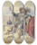 Triptych art skateboard deck of Edward Hull A Happy New Year by Edward Hull (1823-1906)