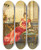 Triptych art skateboard deck of Vittorio Reggianini A Basket Of Flowers by Vittorio Reggianini (1858-1938)