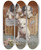 Triptych art skateboard deck of Carl Reichert With Heaty Guud Wishes by Carl Reichert (1836-1918)