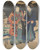 Triptych art skateboard deck of Utagawa Kunisada Toyokuni Iii Snow Scene Woman In Blue Man In Red And Blue Under Black And White Umbrella by Utagawa Kunisada (Toyokuni III) (1786-1865)