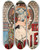 Triptych art skateboard deck of Alphonse Mucha Riz Abadie by Alphonse Mucha (1860-1939)