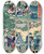Triptych art skateboard deck of Utagawa Kunisada Toyokuni Iii Act Vi Kampei Signing The Roll Of The Fortyseven Rnin Okaru After Being Sold Is Taken By Palanquin To Kyoto Brothel by Utagawa Kunisada (Toyokuni III) (1786-1865)