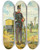 Triptych art skateboard deck of Franz Gerasch Soldat 9 by Franz Gerasch (1826-1906)