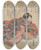 Triptych art skateboard deck of Toyokuni Utagawa Nakamura Karoku No Sagami by Toyokuni Utagawa (1769-1825)