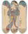 Triptych art skateboard deck of Utagawa Kuniyoshi Woman With Purple Umbrella by Utagawa Kuniyoshi (1797-1861)