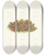 Triptych art skateboard deck of Mary Vaux Walcott Moss Campion Silene Acaulis by Mary Vaux Walcott (1860-1940)