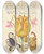 Triptych art skateboard deck of Joris Hoefnagel Rocket Larkspurs Tulip Scorpion Millepede And European Filbert by Joris Hoefnagel (1542-1600)