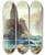 Triptych art skateboard deck of Thomas Moran Above Tower Falls Yellowstone by Thomas Moran (1837-1926)