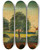 Triptych art skateboard deck of Tadeusz Makowski Landscape With A Windmill And A Bridge by Tadeusz Makowski (1882-1932)