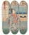 Triptych art skateboard deck of Toyokuni Utagawa Woman Holding Bowl And Tray Before Window Cherry Trees Blooming Outside by Toyokuni Utagawa (1769-1825)