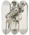 Triptych art skateboard deck of Georges Goursat Sem Soldat Appuy Sur Un Bton by Georges Goursat (Sem) (1863-1934)