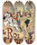 Triptych art skateboard deck of Alfred Choubrac Foliesbergere Le Roi Sennuie by Alfred Choubrac (1853-1902)