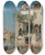 Triptych art skateboard deck of Martin Rico Y Ortega A Quiet Afternoon In Venice by Martin Rico Y Ortega (1833-1908)