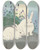 Triptych art skateboard deck of Ohara Koson Rabbits At Full Size by Ohara Koson (1877-1945)