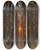Triptych art skateboard deck of Julius Sergius Klever Sunset Through The Trees by Julius Sergius Klever (1850-1924)