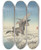Triptych art skateboard deck of Ohara Koson Flock Of Ducks Flying Above Snowy Reed Collar by Ohara Koson (1877-1945)