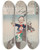 Triptych art skateboard deck of Kobayashi Kiyochika The Shivering Commander From The Series From The Series Long Live Japan One Hundred Selections One Hundred Laughs by Kobayashi Kiyochika (1847-1915)