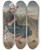 Triptych art skateboard deck of Bernardus Johannes Blommers Girl Knitting In The Dunes by Bernardus Johannes Blommers (1845-1915)