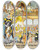 Triptych art skateboard deck of Alfred Choubrac Thetre Des Varits Chilperic by Alfred Choubrac (1853-1902)