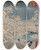 Triptych art skateboard deck of And Hiroshige Picture Of Twilight At The Drum Bridge In Meguro From The Series 100 Views Of Famous Places In Edo by Ando Hiroshige (1797-1858)