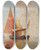 Triptych art skateboard deck of Walter Blackman Sailing In A Venetian Lagoon by Walter Blackman (1847-1928)