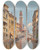 Triptych art skateboard deck of Karl Kaufmann Venice A View Of A Canal_2 by Karl Kaufmann (1843-1905)