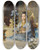 Triptych art skateboard deck of Julius Victor Berger Japanerin In Einem Zimmer by Julius Victor Berger (1850-1902)