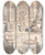 Triptych art skateboard deck of Jan Goeree A Reconstruction Of The Aerarium Above And A View Of The Ruins Below by Jan Goeree (1670-1731)