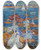 Triptych art skateboard deck of Maurice Prendergast Low Tide Figures On Rocks by Maurice Prendergast (1858-1924)
